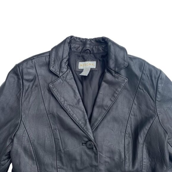 Vintage 90s Leather Blazer Jacket Size Medium - Picture 3 of 7